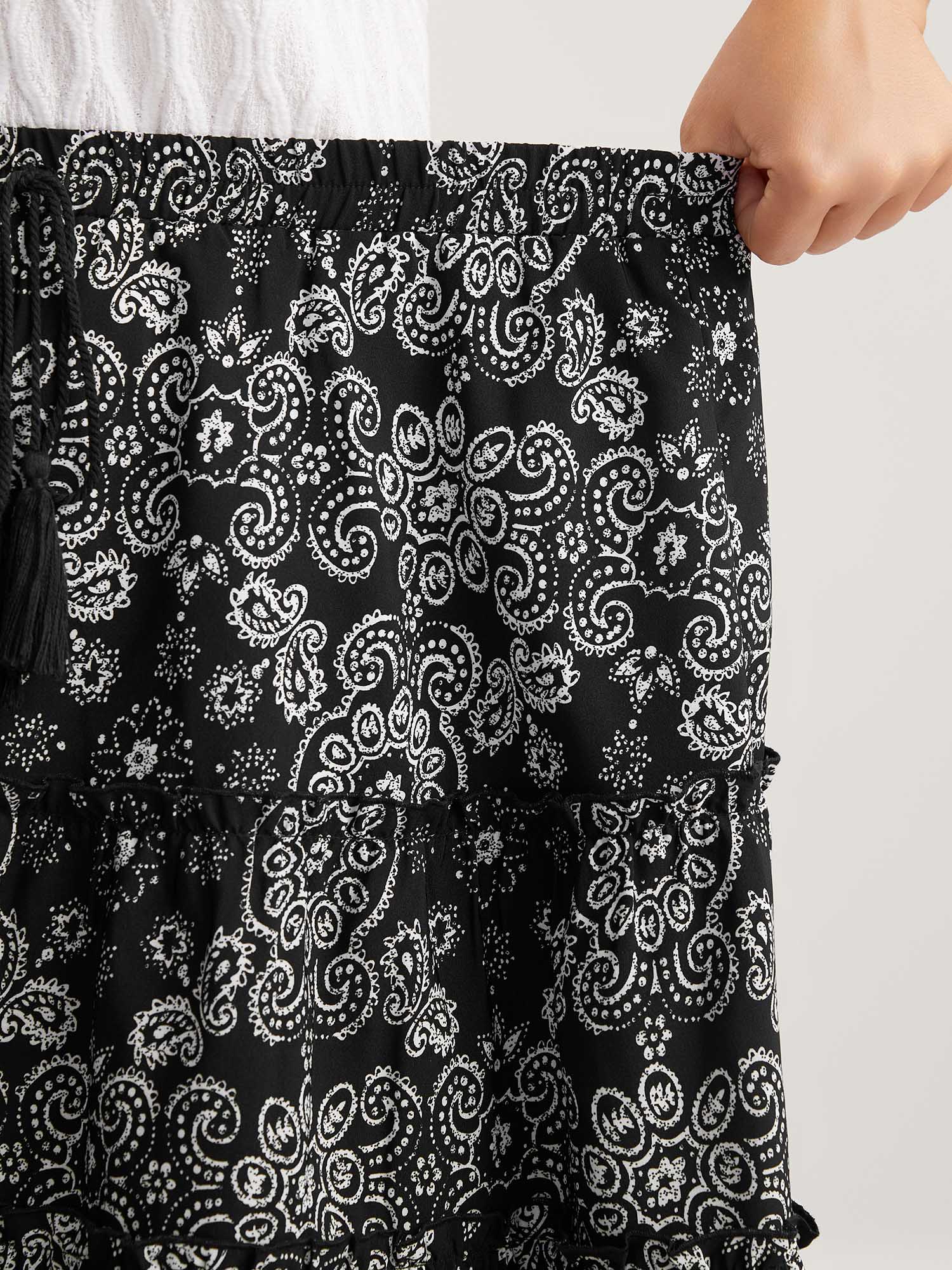 Boho Print Tiered Mini Skirt