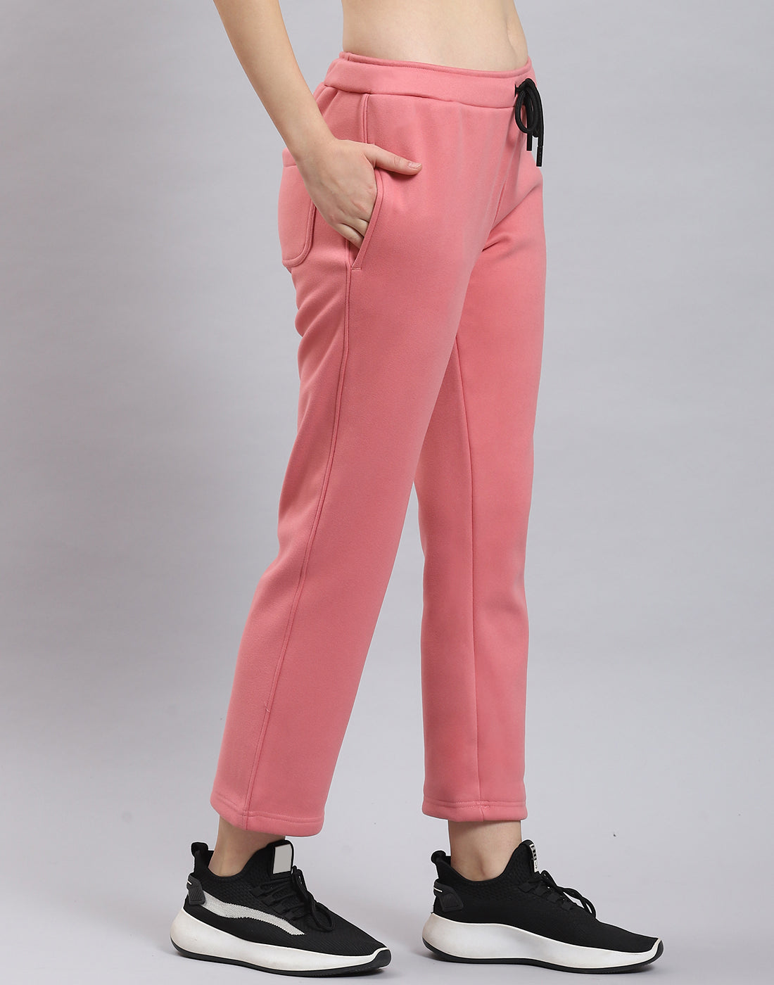 Women Pink Solid Regular Fit Winter Lower