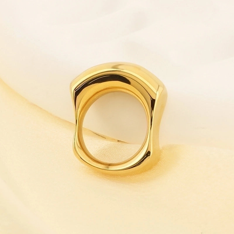 Basic Classic Style Commute Geometric Solid Color 304 Stainless Steel 18K Gold Plated Rings In Bulk