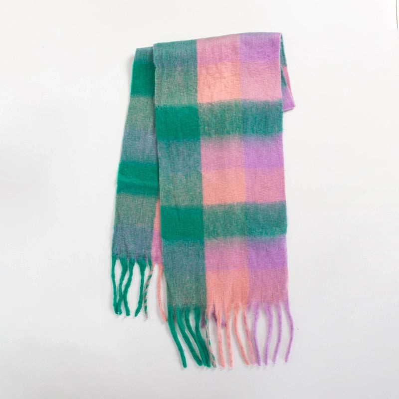 Women's Sweet Color Block Polyester Scarf