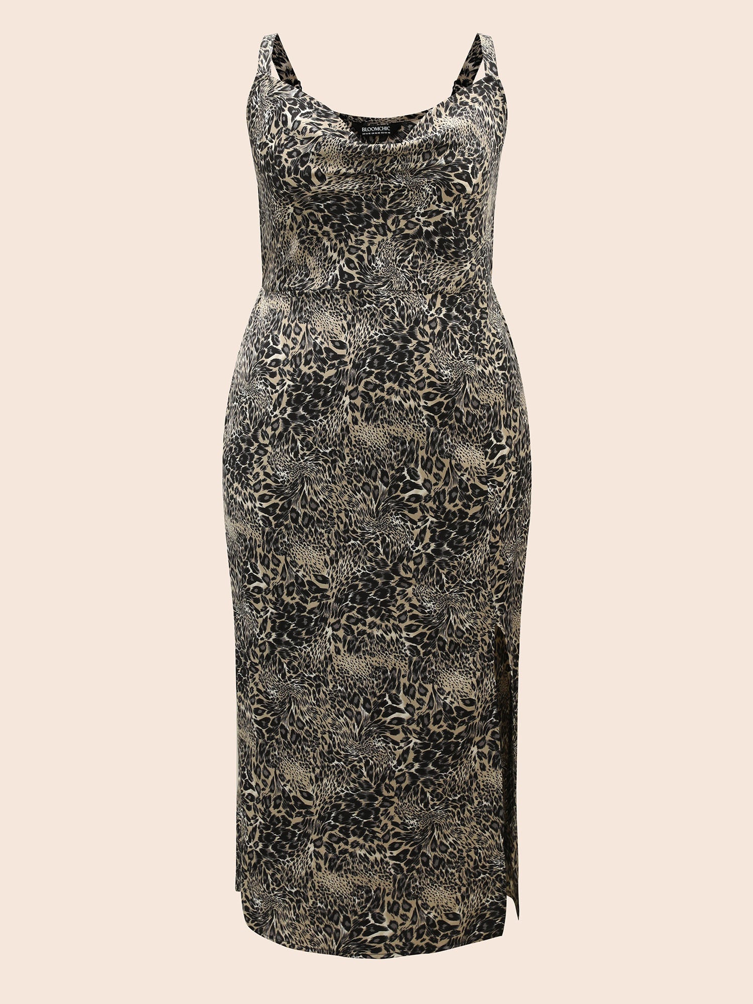 Cowl Neck Leopard Print Maxi Dress