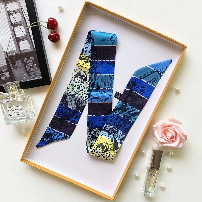 Women's Minimalist Flower Satin Printing Silk Scarf