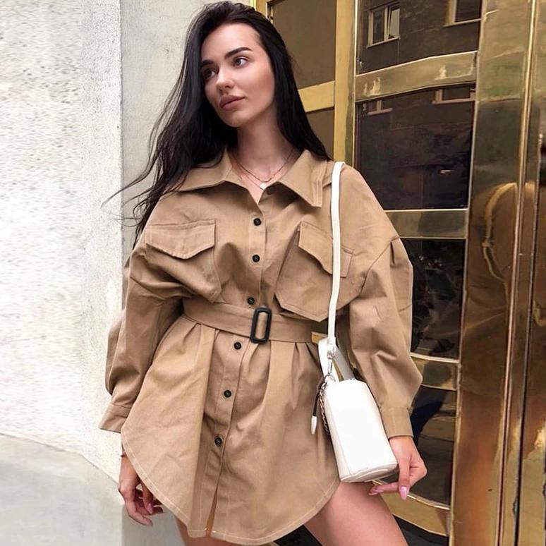 Oversized Cargo Shirt Dress