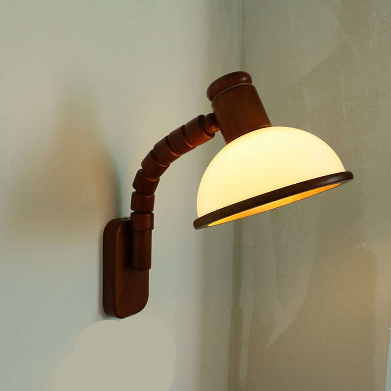 Retro Solid Wood Wall LED Lamp with Plug