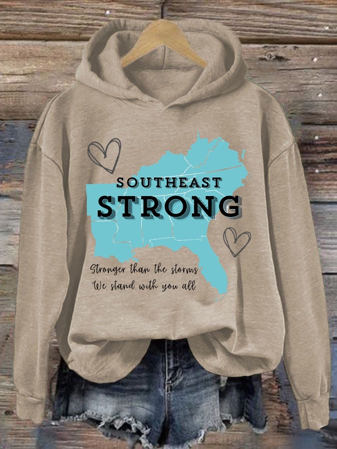 Women'S Retro Southeast Strong Stronger Than The Storms We Stand With You All Printed Hoodie