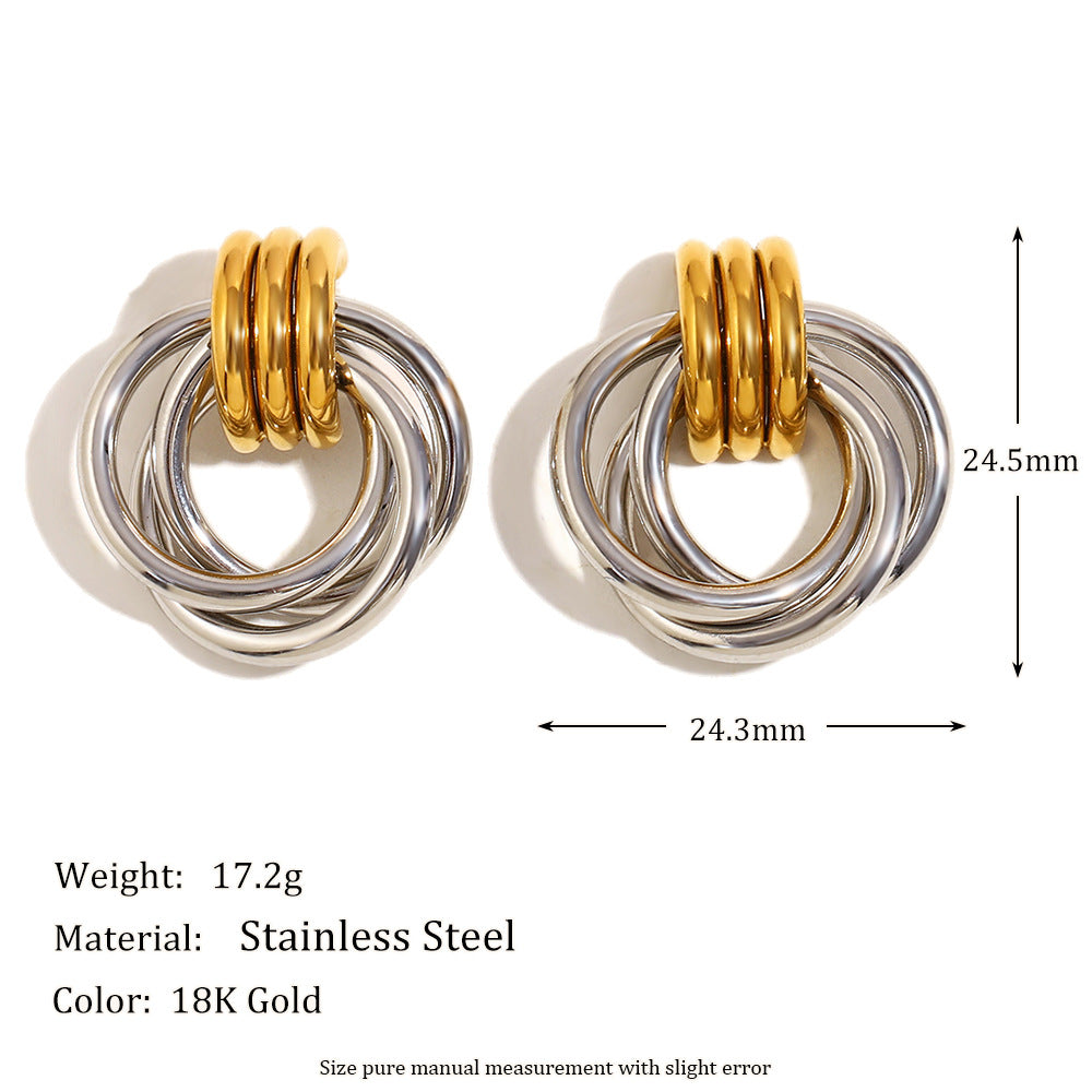 Hot Selling Second-Hand Niche Stainless Steel 18K Gold Plated Flower Pearl Pattern Square Black Jade Earrings For Women