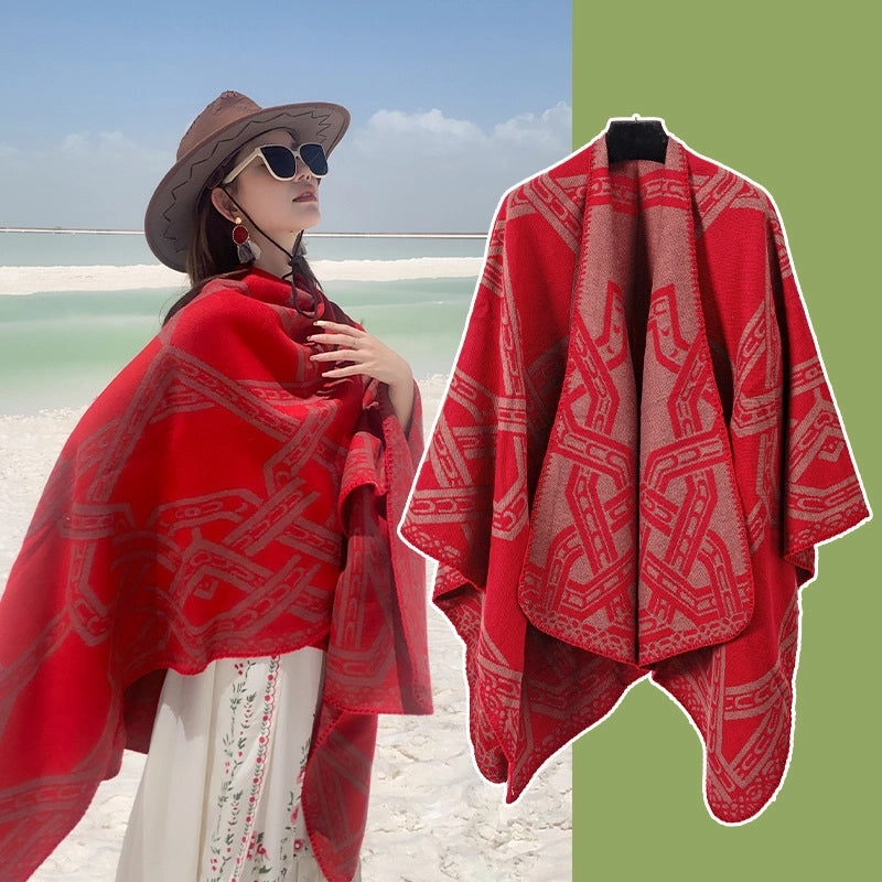 Women's Ethnic Style Chains Print Imitation Cashmere Shawl