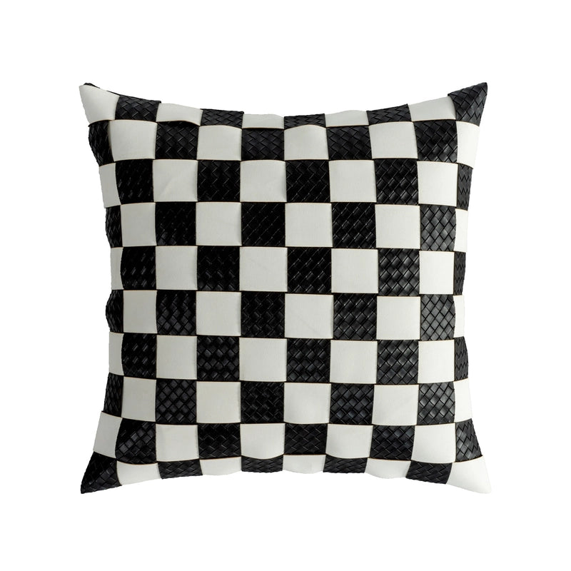 Classic Style Geometric Lattice Solid Color Pu Leather Pillow Cases Couch & Sofa Decor