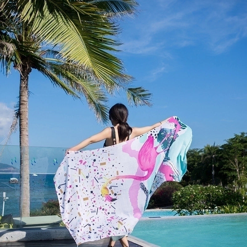 Women's Casual Ethnic Style Flamingo Satin Shawl