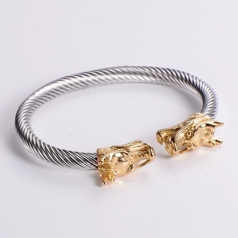 304 Stainless Steel 18K Gold Plated Hip-Hop Inlay Geometric Acrylic Pearl Bangle