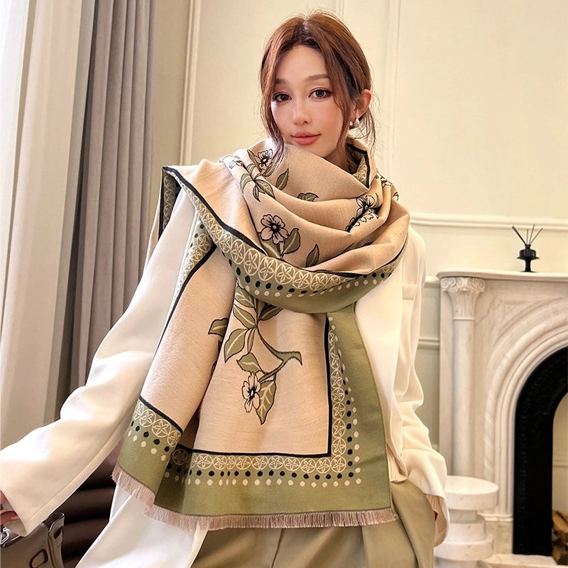 Women's Casual Minimalist Flower Imitation Cashmere Scarf