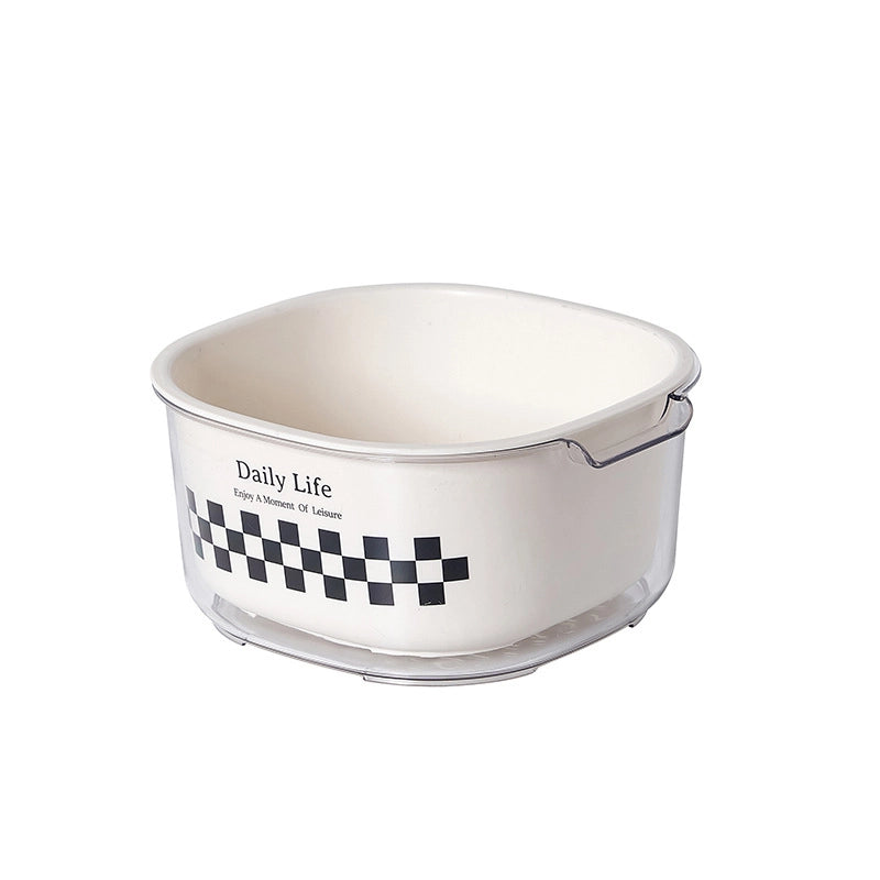 Vegetable Washing Basket Style Cream White Household Kitchen Fruit And Vegetable Basket Thickened Double-layer Fruit Storage Filter Basket Drain Basket
