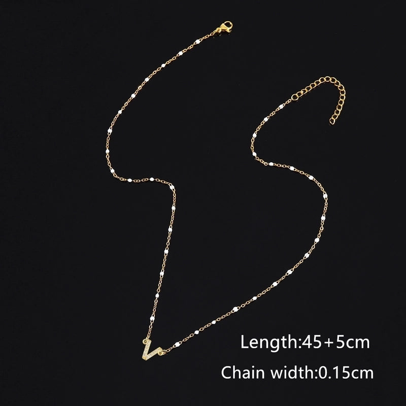 50 Pieces 201 Stainless Steel Copper Letter Pendant Necklace
