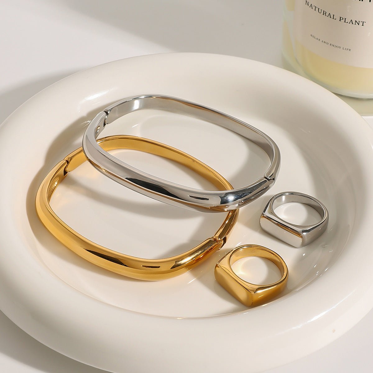 Stainless Steel Plain Ring Bracelet Geometric Ring Niche Bracelet Titanium Steel Hand Jewelry