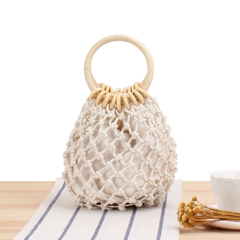 Women's Mini Spring&summer Cotton Rope Vacation Beach Bag