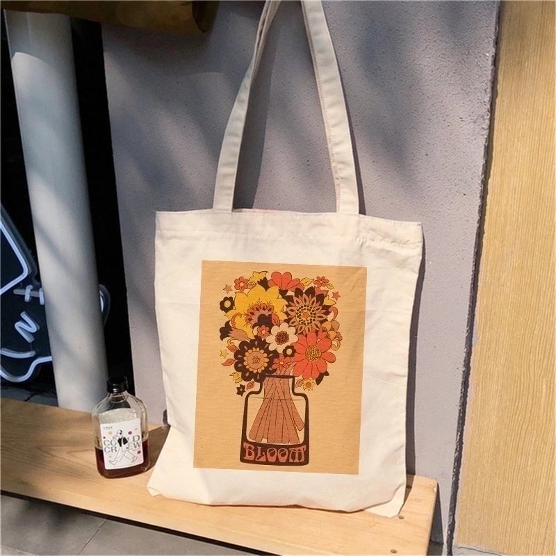 Women's Minimalist Flower Mushroom Shopping Bags