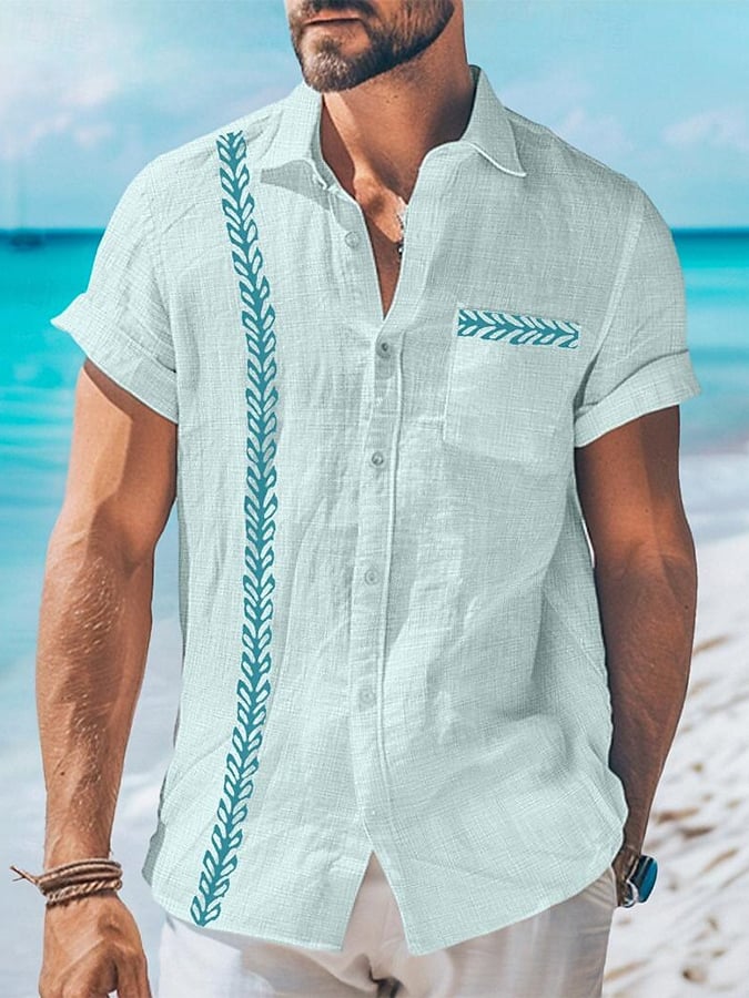 Men's Casual Hawaiian Cashew Floral Linen Shirt