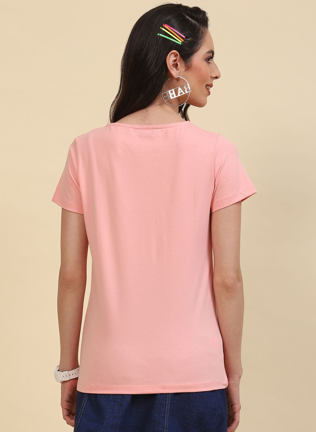 Women Peach Printed Top