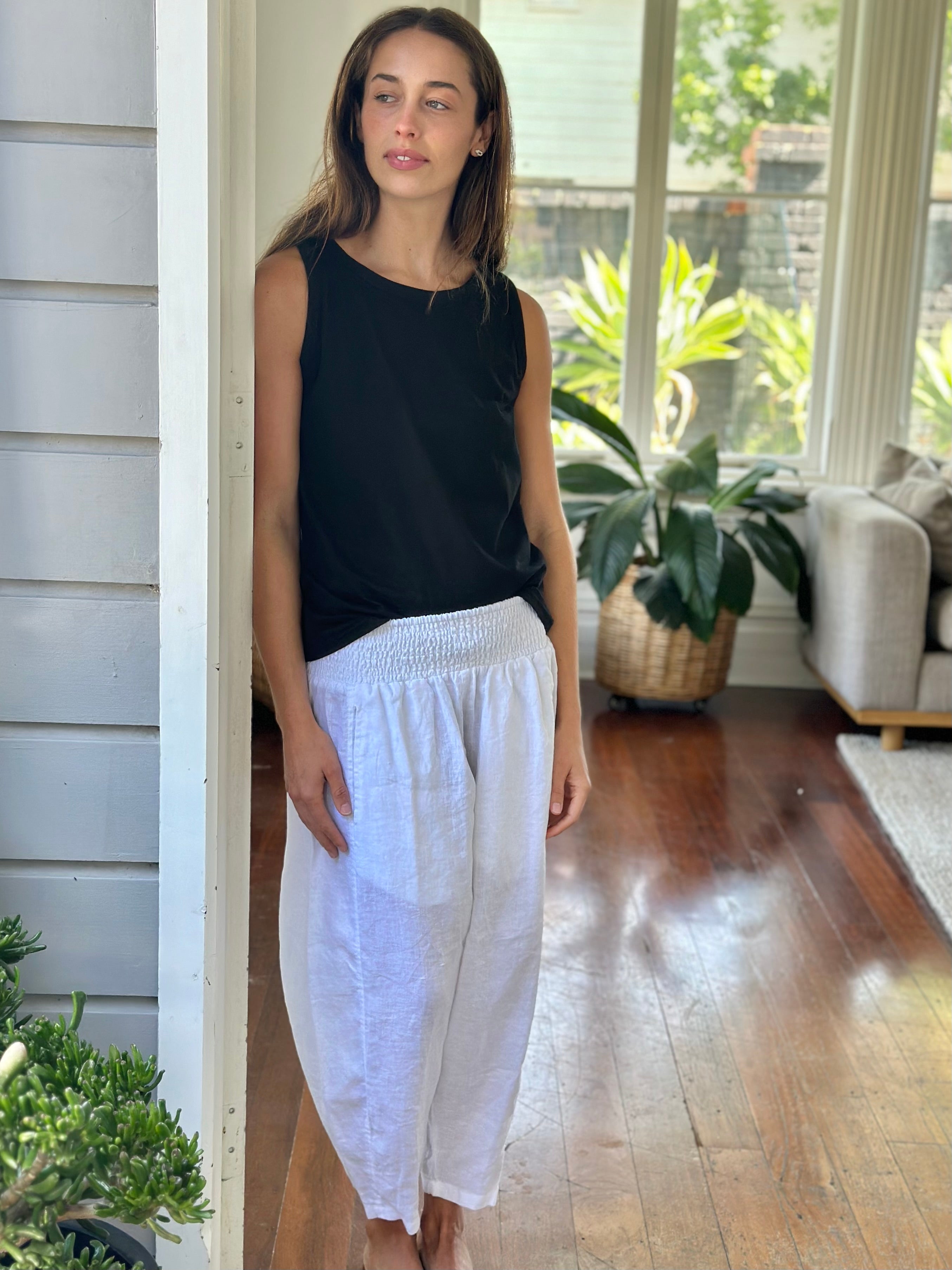 frankie pants-white linen