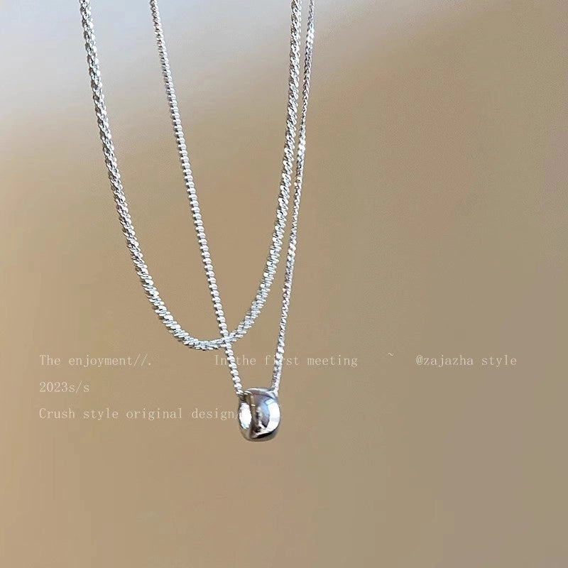 Minimalist Heart Shape Bow Knot Titanium Steel Inlay Zircon Pendant Necklace