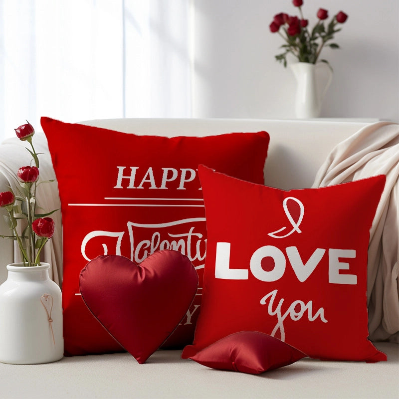 Valentine'S Day Minimalist Letter Plush Throw Pillow Pillow Cases Couch & Sofa Decor
