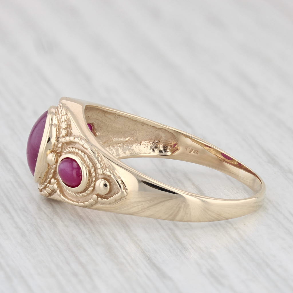 Oval Ruby Cabochon Ring 10k Yellow Gold Size 10