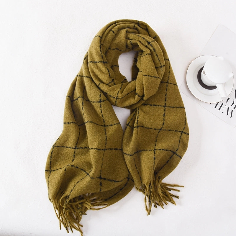 Women's Basic Plaid Imitation Cashmere Polyester Scarf