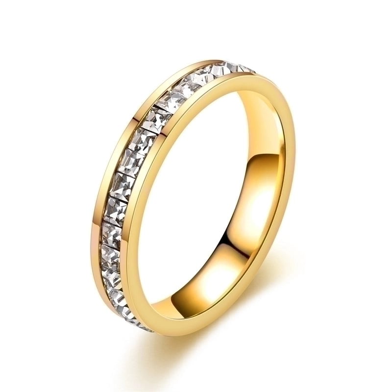 1 Piece Minimalist Circle Stainless Steel Rhinestones Rings