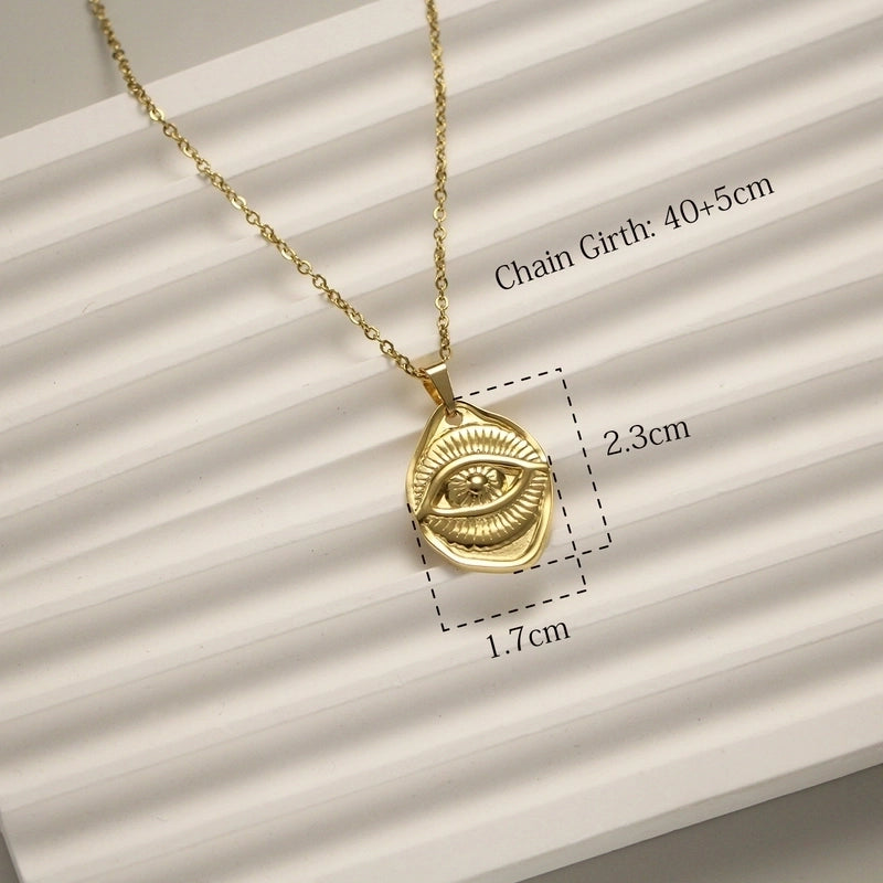 IG Style Retro Moon Heart Shape Flower 304 Stainless Steel 18K Gold Plated Pendant Necklace