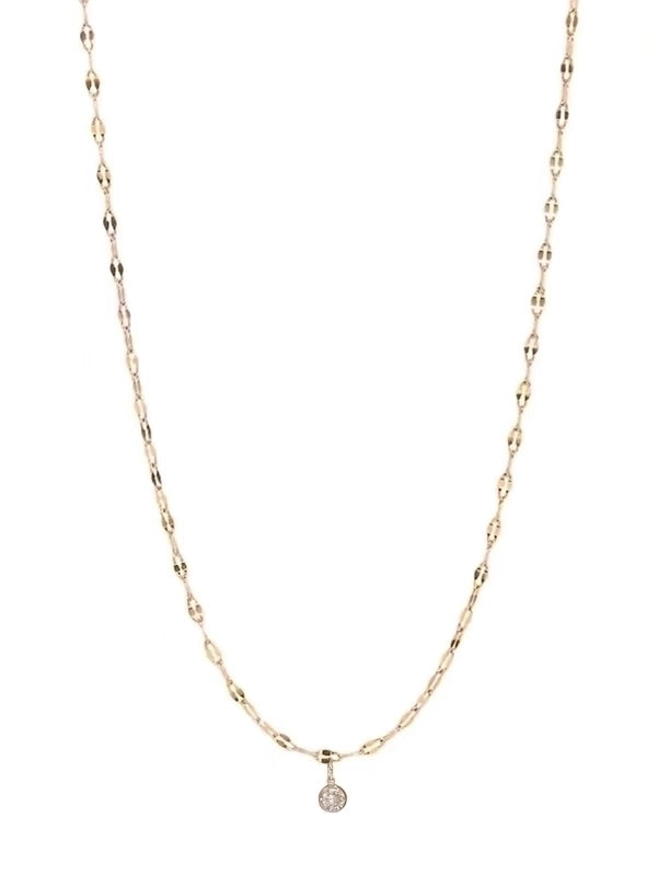 Copper Minimalist Inlay Round Zircon Solitaire Necklace