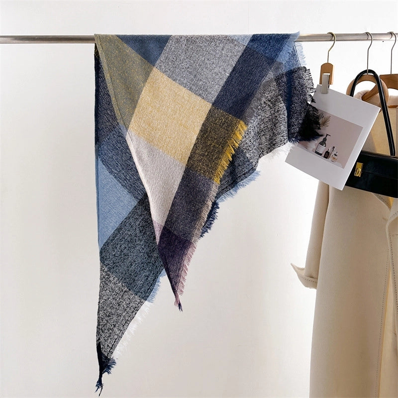 New Cashmere Color Plaid Warm Shawl Scarf Unisex Autumn And Winter Fashion Tassel Scarf