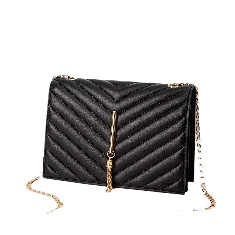 Women's Small Pu Leather Solid Color Fashion Tassel Square Magnetic Buckle Crossbody Bag