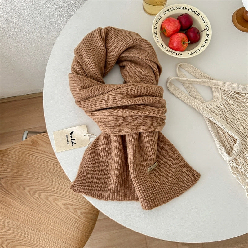Women's Basic Solid Color Wol Knitted Scarf