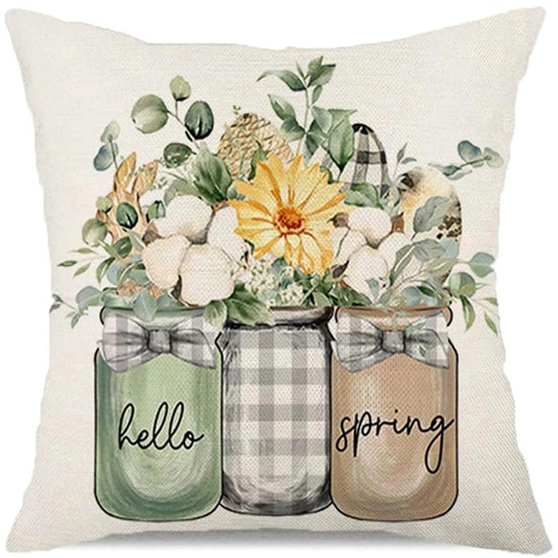 Easter Cute Classic Style Rabbit Letter Linen Pillow Cases Couch & Sofa Decor