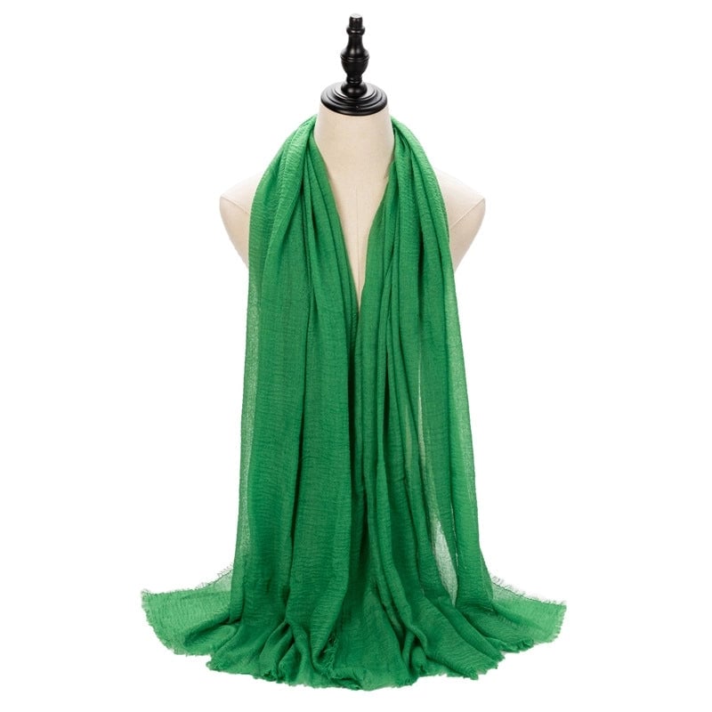 Hot Selling Women's Cotton And Linen Solid Color Baotou Scarf Cover Pleated Short Beard Headscarf