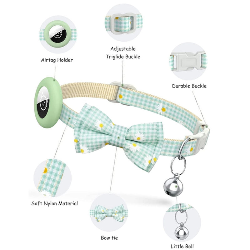 Cute Polyester Lattice Flower Bow Knot Pet Collar