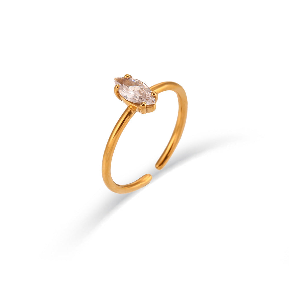 Minimalist Fashion Ellipse Geometric Stainless Steel 18K Gold Plated Rings