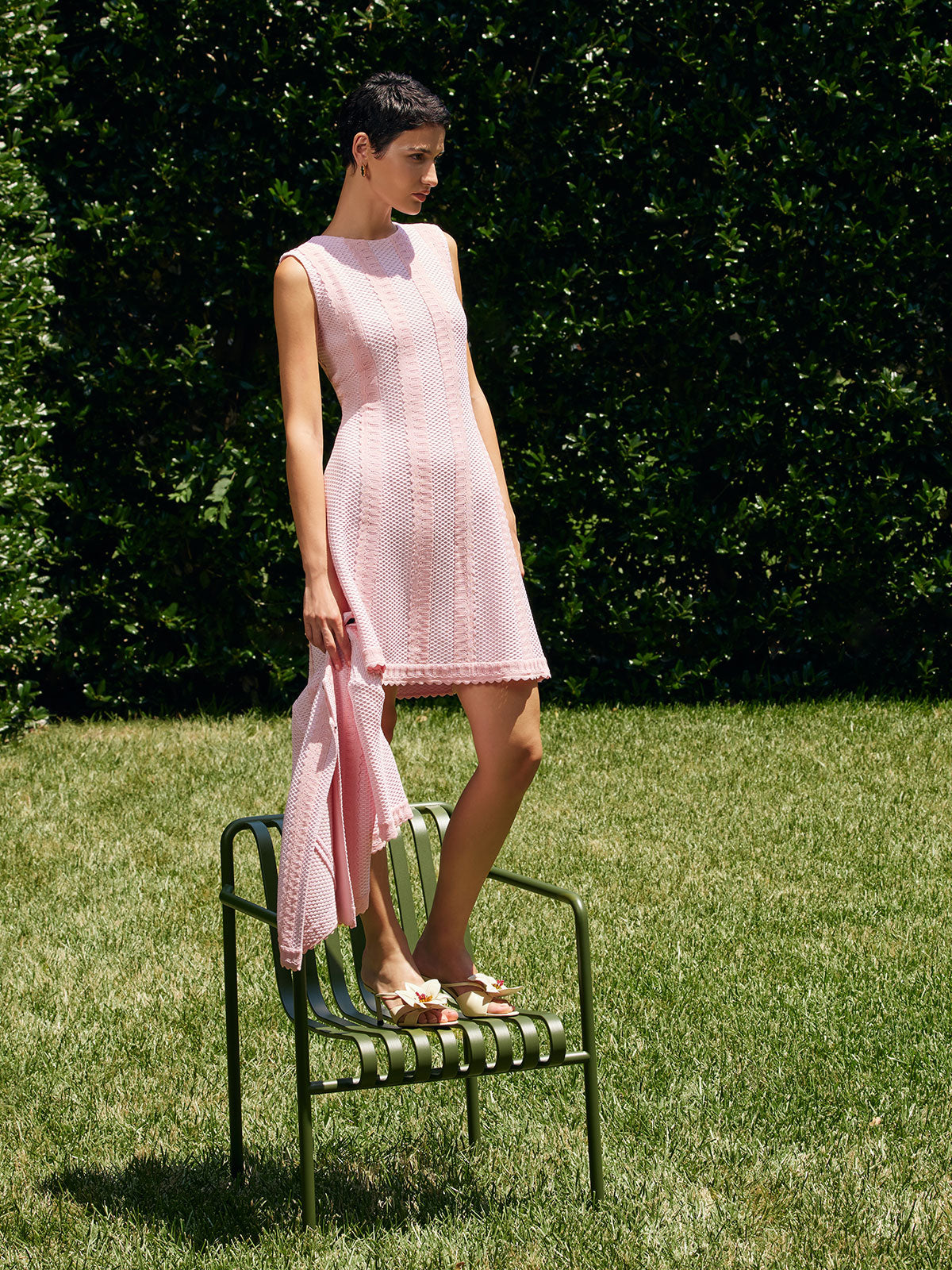 Fit-and-Flare Scalloped Trim Knit Dress - Modern Fit