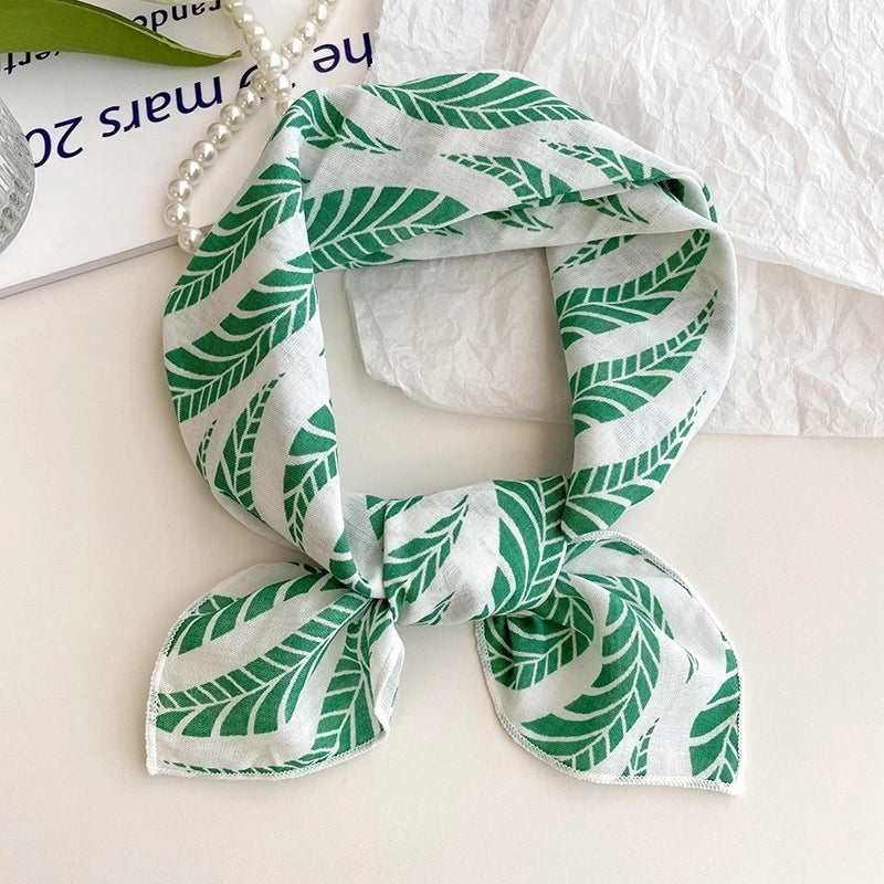 Women's Sweet Minimalist Color Block Cotton And Linen Printing Scarf