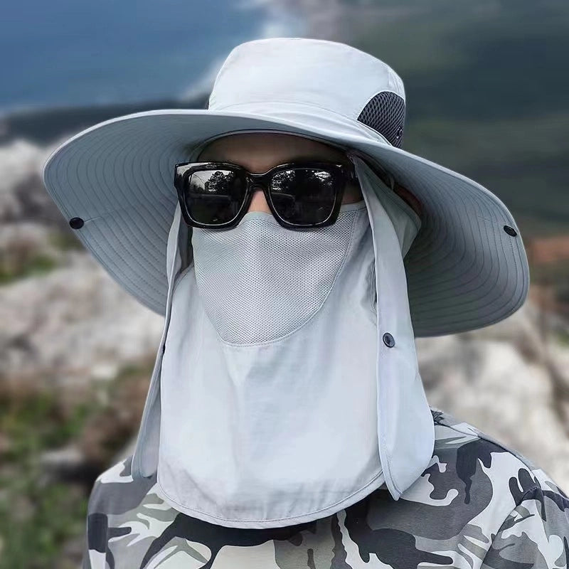 Fisherman Hat Men's Summer UV Protection Outdoor Travel Sun Hat Fishing Face Cover Sun Hat Big Brim Sun Hat