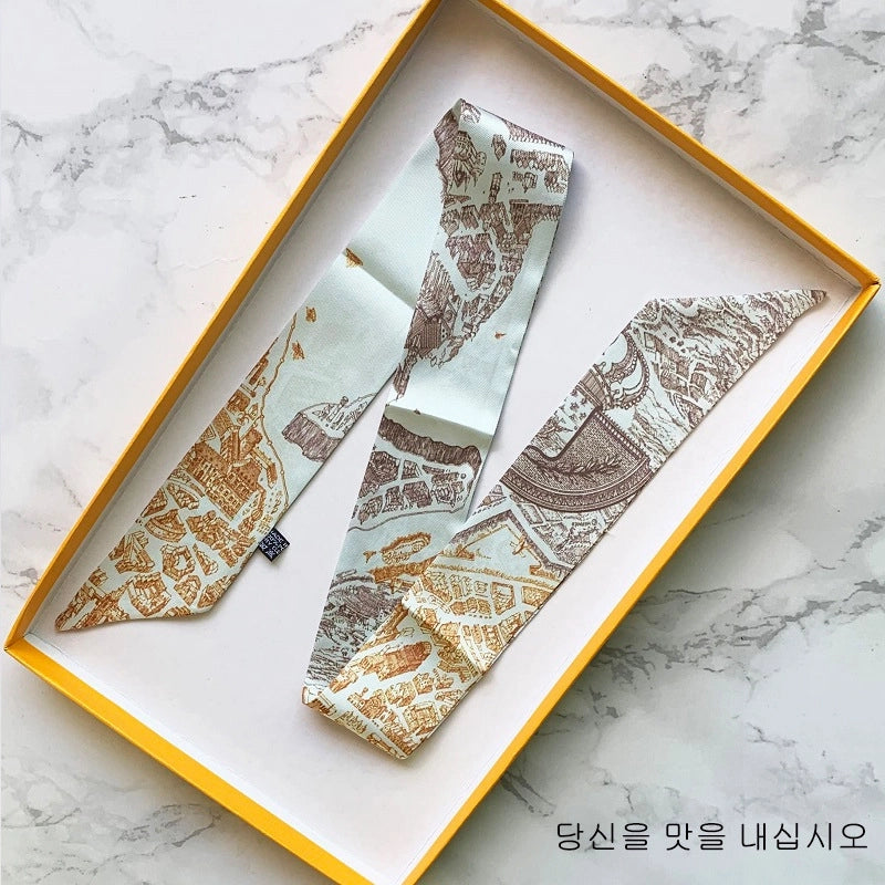 Women's Minimalist Flower Satin Printing Silk Scarf