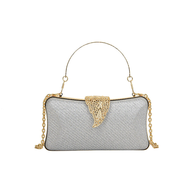 Silver Black Gold PVC Resin Fabric Solid Color Square Evening Bags