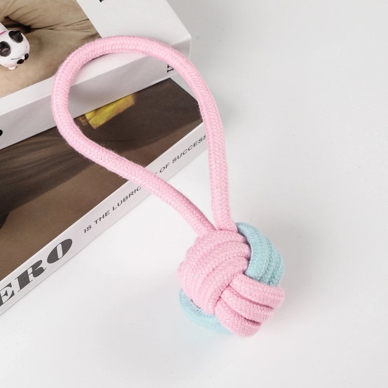 Cute Geometric Molar Long Lasting Tooth Cleaning Woven Ball Dogs Pet Cotton Rope Toy