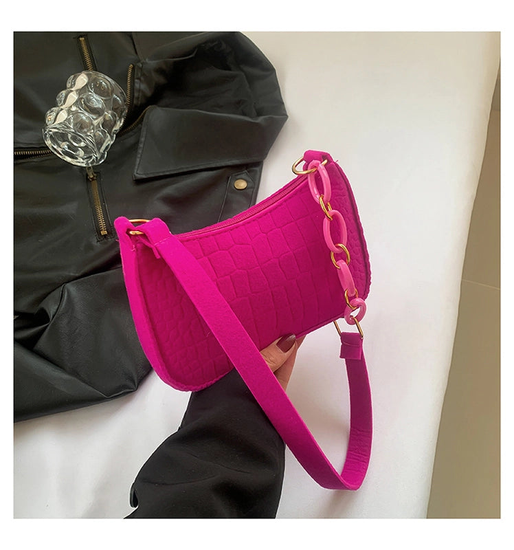 Women's Small Cloth Solid Color Basic Vintage Style Zipper Underarm Bag