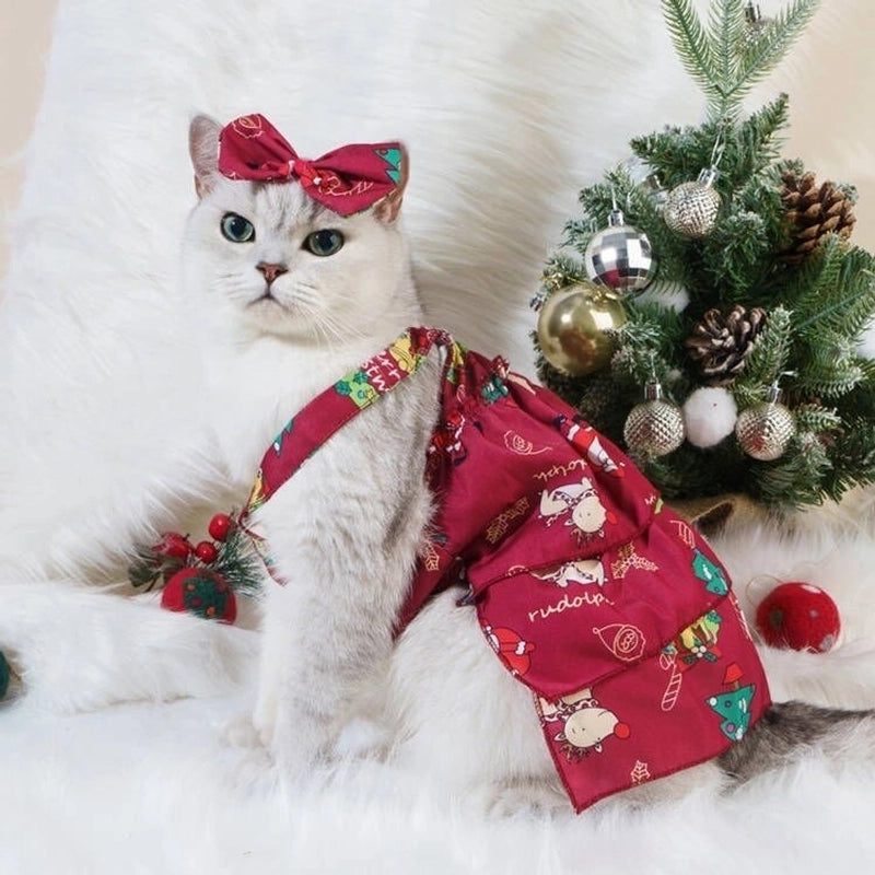 Pastoral Cotton Ditsy Floral Bow Knot Pet Clothing