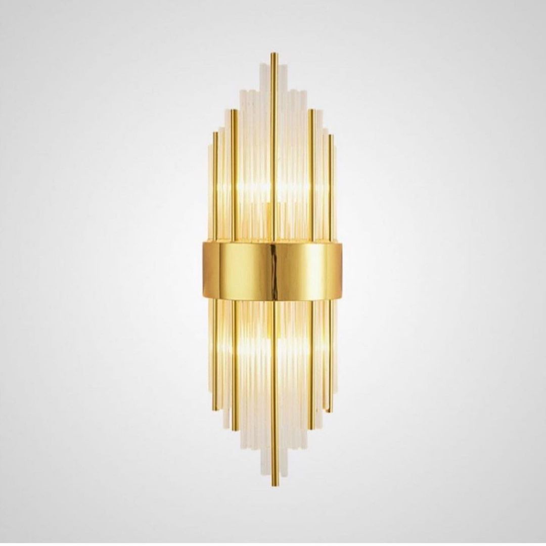 Art Deco Wall Sconce with Gold Finish and Glass Tubes