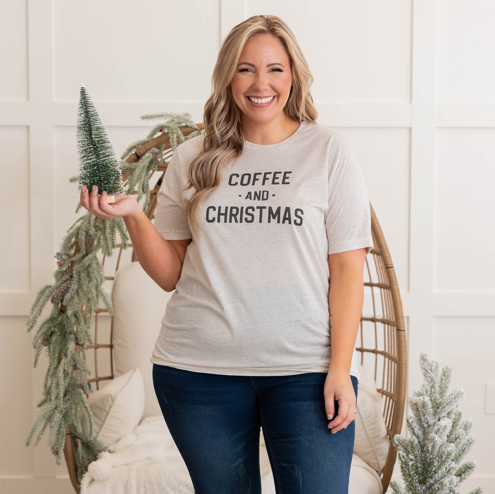 Coffee And Christmas Tee. Oatmeal