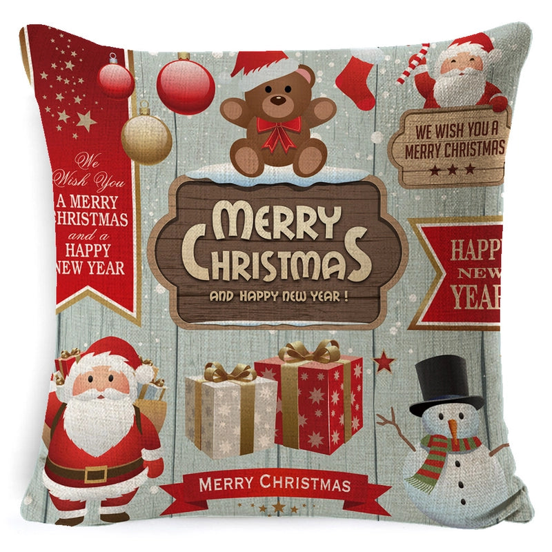 Retro Christmas Tree Santa Claus Christmas Socks Linen Pillow Cases