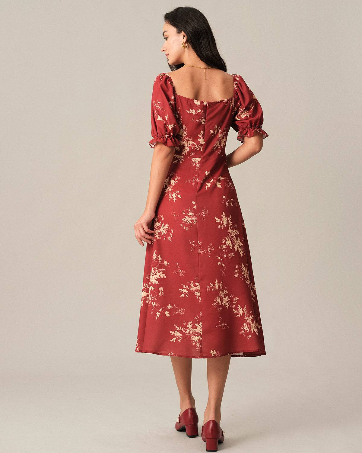 The Square Neck Floral Midi Dress