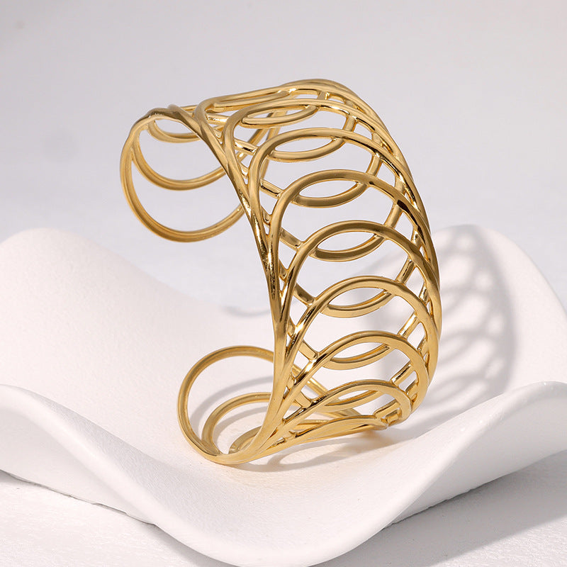 Geometric Hollow Line Cross Design Bracelet Simple Cold Style Ins Stainless Steel Bracelet Female